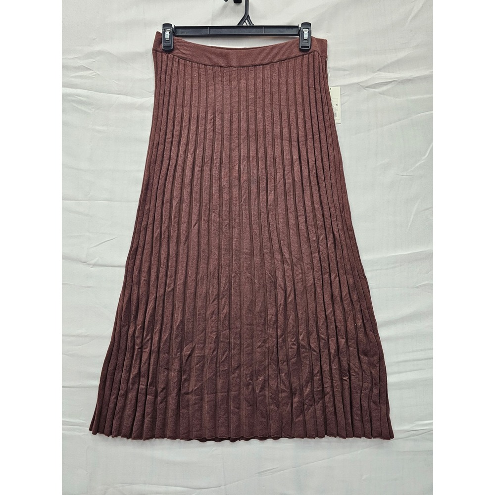 A New‎ Day Brown Ribbed Knit Midi Skirt XXL 018 14 2285 NWT